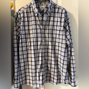 Sonoma Men's Navy and White Plaid Shirt